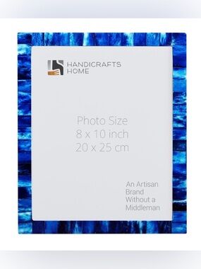 Handicrafts Home Mosaic Blue Picture Frame Tabletop or Wall Hang 8x10”